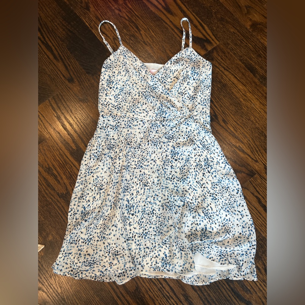 Parker White and Blue Spotted Dress